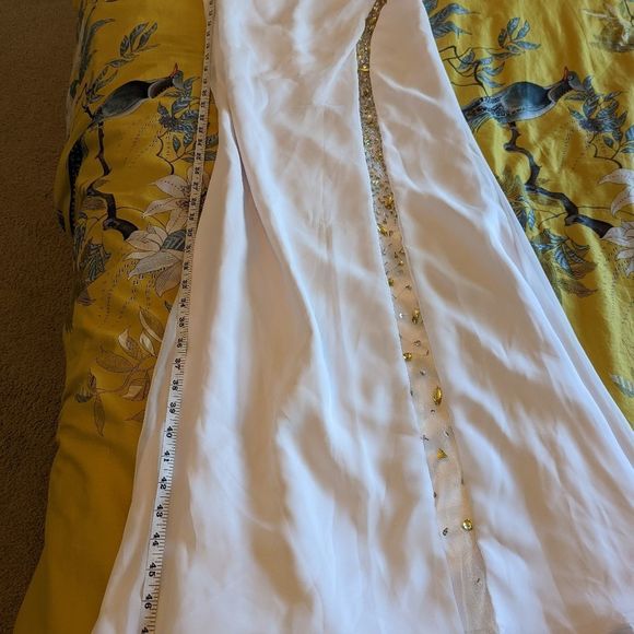 CINDERELLA divine one shoulder white chiffon dress jeweled mesh accents … - Picture 5 of 7